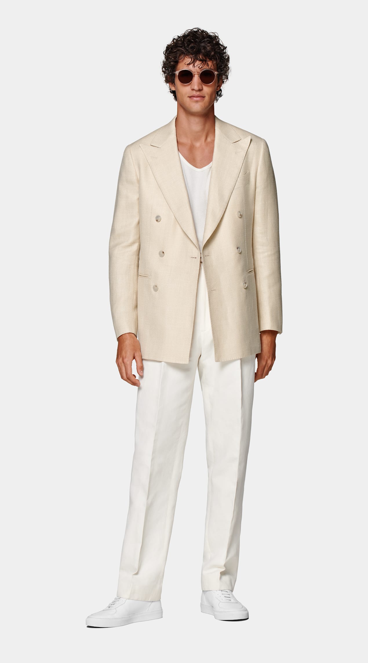 Blazer Havana coupe Tailored marron clair à chevrons