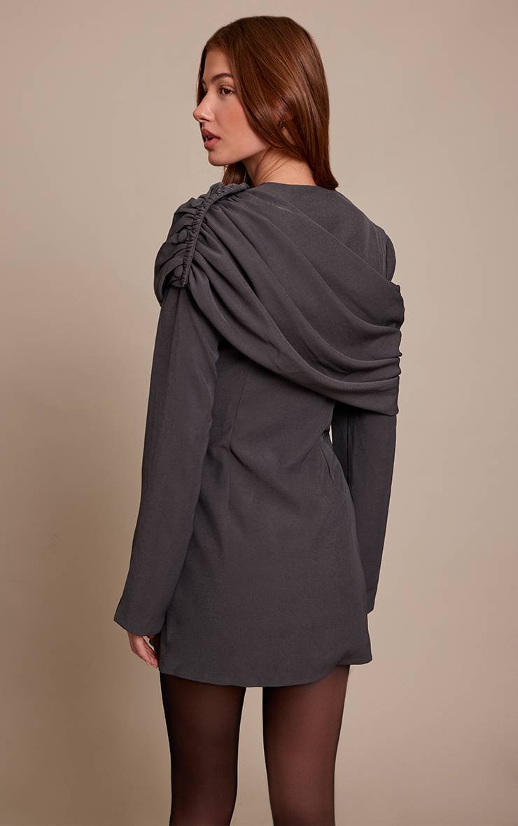 Gris Robe Blazer Cintrée Avec Détail Ceinture Drapée