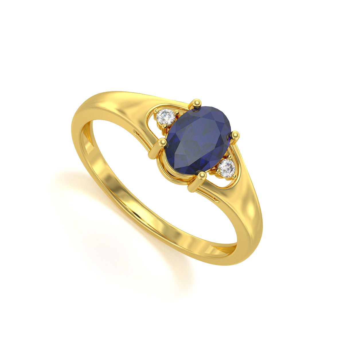 Bague ADEN Or 585 Jaune Saphir et diamants 1.382grs