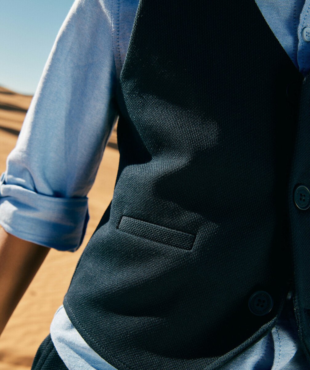 VESTE DE COSTUME SANS MANCHES GARÇON EN FIBRES RECYCLÉES MARINE