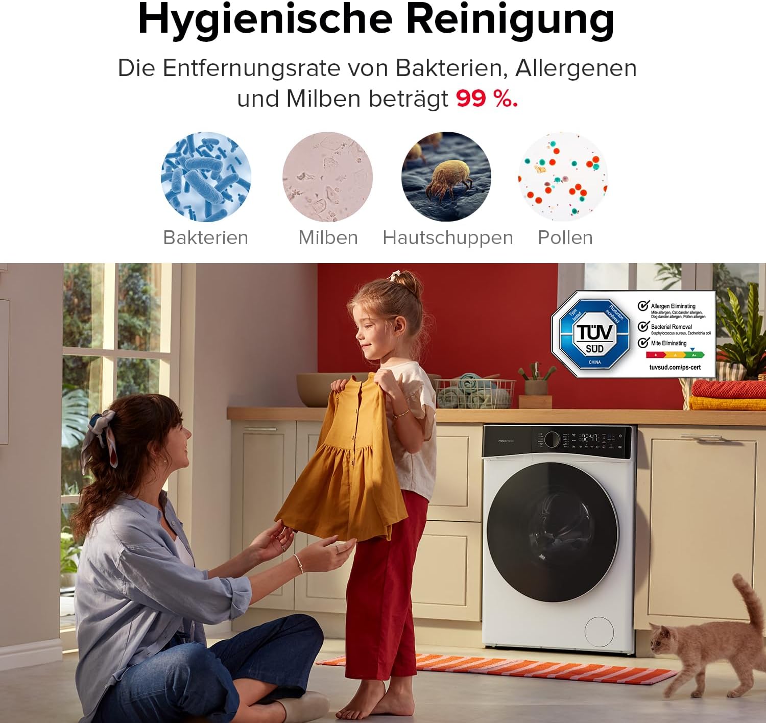 roborock Zeo Lite Waschtrockner / 10 kg Waschen & 6 kg Trocknen/Zeo-cycle Trocknungstechnologie/RR Seafarer Wasch- & Trockenalgorithmus/LintClear Selbstreinigungssystem/Automatische Dosierung