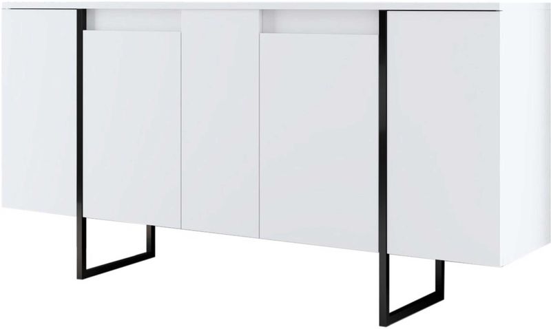 Dressoir Luxe - Wit/Zwart - 160cm - 100% Gemelamineerde Spaanplaat