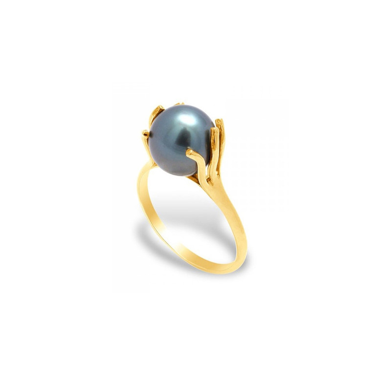 Bague Femme Perle de Tahiti A et Or jaune 375/1000