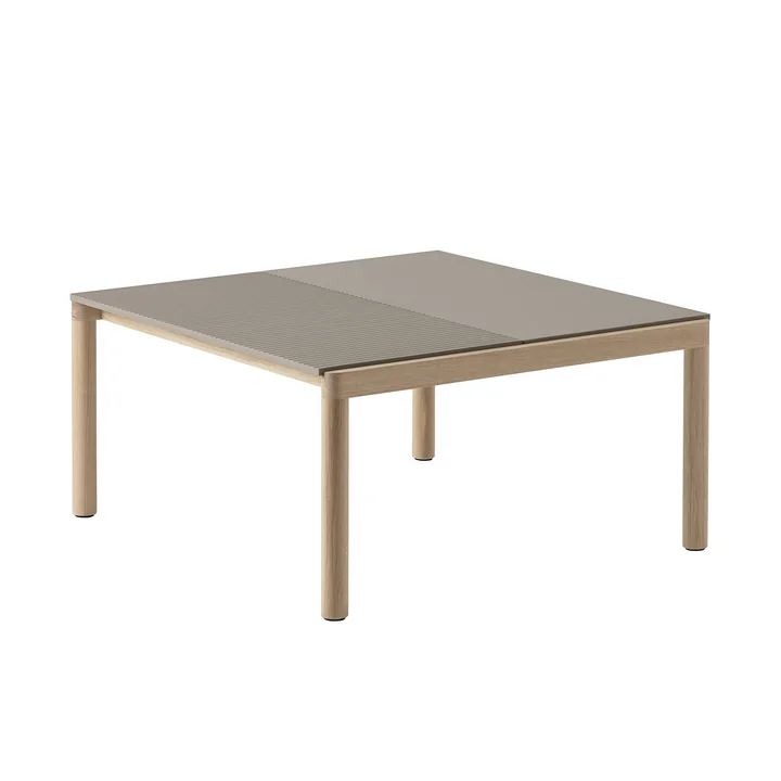 Muuto - Couple Couchtisch, 84 x 80 cm, 1 Plain 1 Wavy, Eiche / taupe