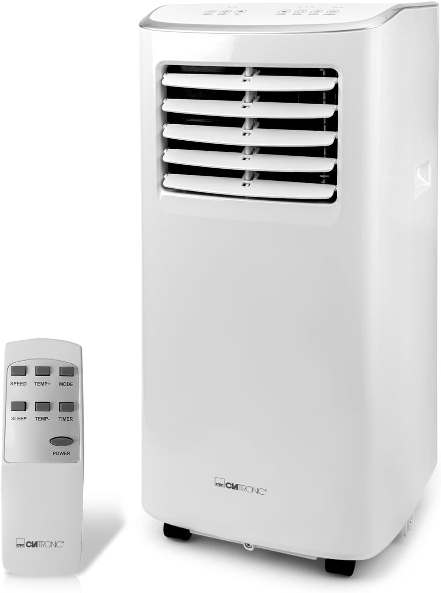 Clatronic® Klimaanlage | mobiles Klimagerät | für Räume bis ca. 28qm | Kühlen, Entfeuchten, Ventilieren | mobiles Klimagerät leise | 7.000 BTU | Klimaanlage mobil | mit Timer | CL 3831