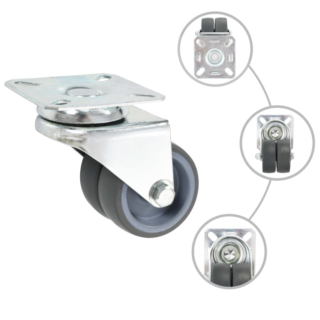 vidaXL Dubbele zwenkwielen, 4 stuks, 50 mm