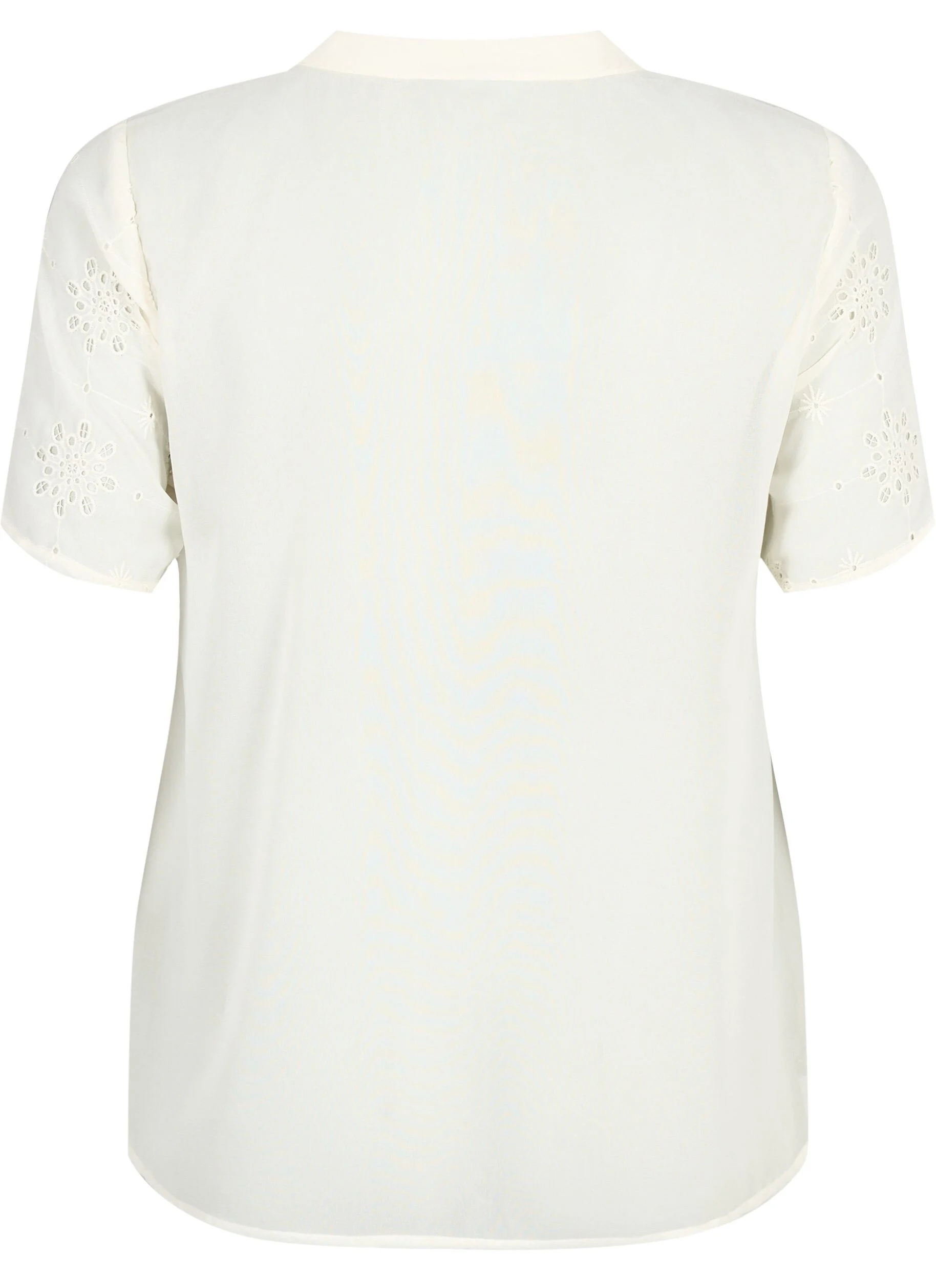 Kortærmet skjortebluse med broderi anglaise