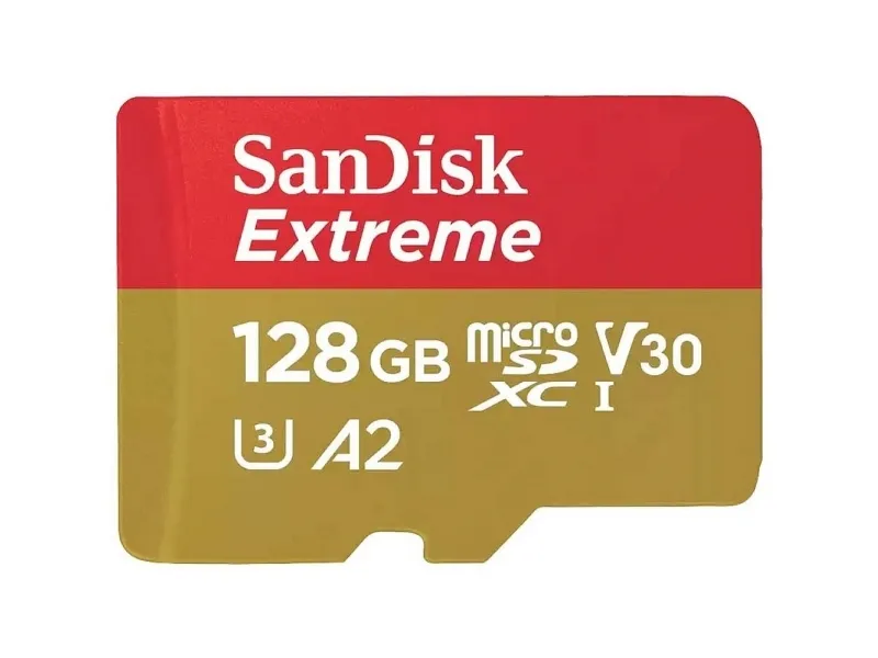 SanDisk Extreme - Flashhukommelseskort (microSDXC til SD adapter inkluderet) - 128 GB - A2 / Video Class V30 / UHS-I U3 / Class10 - microSDXC UHS-I