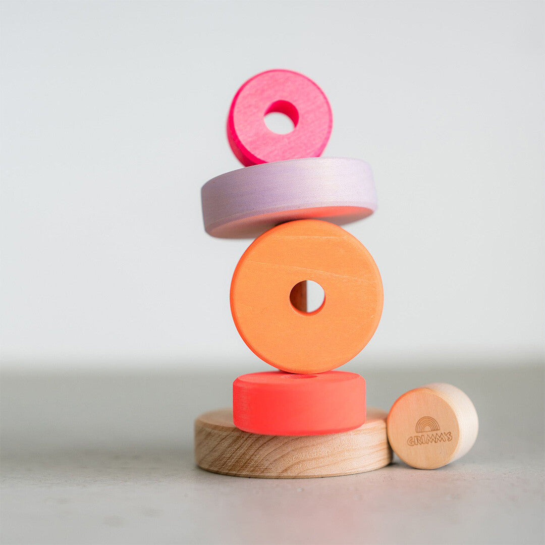 Grimm's stapeltoren neon - roze - 13 cm