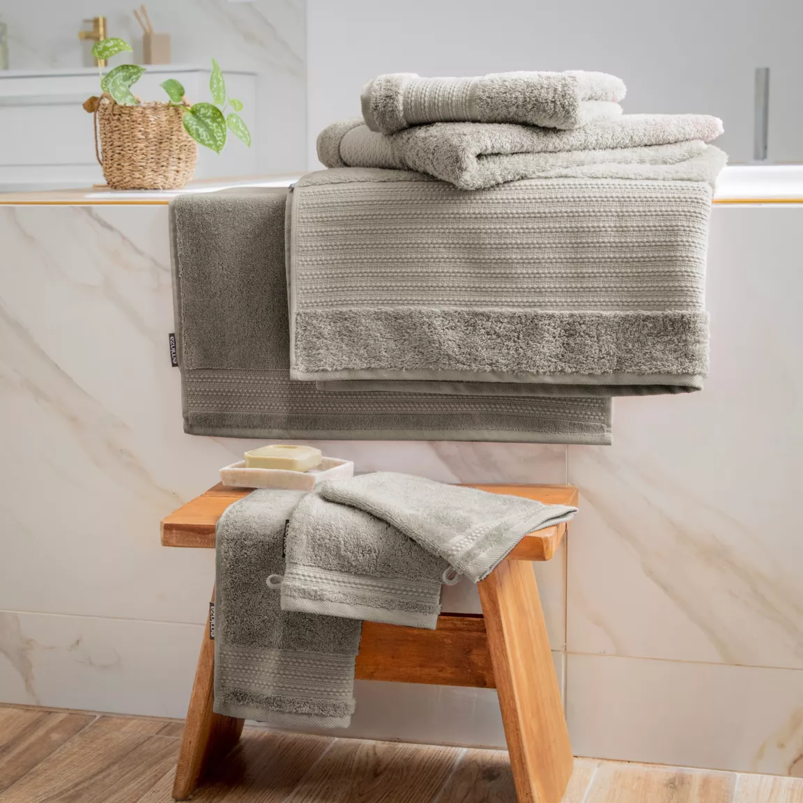 Tapis de bain coton bio (50 x 70 cm) Méline Gris argile
