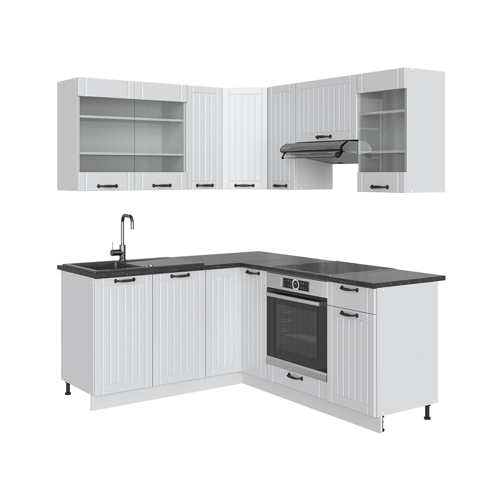 Vicco Küchenzeile Fame-Line Landhaus Eckküche Winkel Küche Einbau Weiß