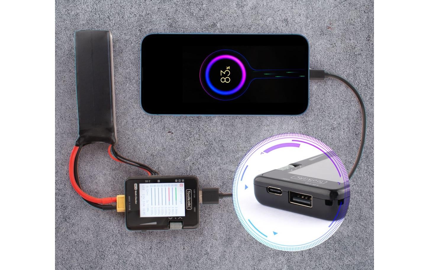 Akkutester MC8 Multitool mit USB LadefunktionMultifunktionaler 2-8S LiPo Tester