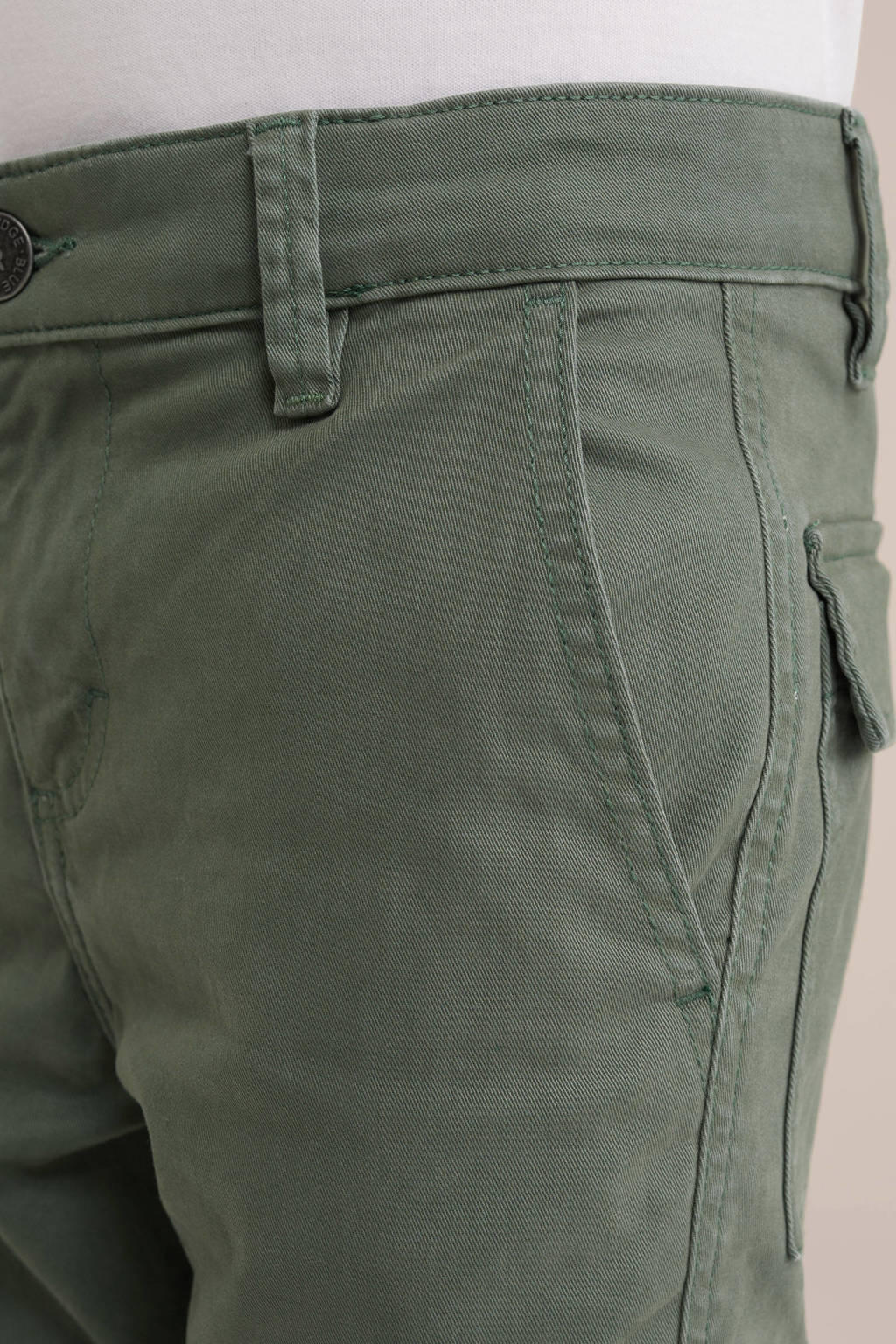 WE Fashion slim fit cargobroek olijfgroen