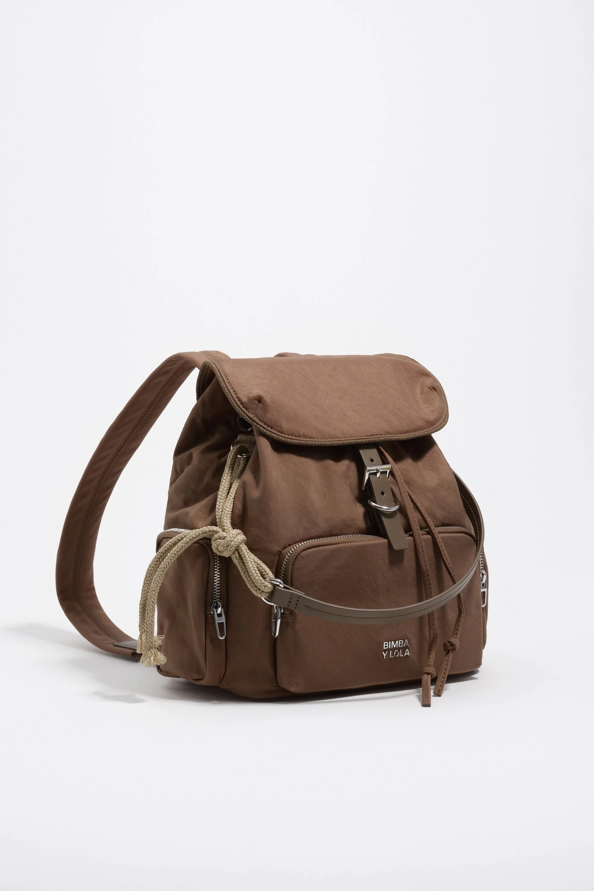 Mochila de bolso em nylon cor nougat