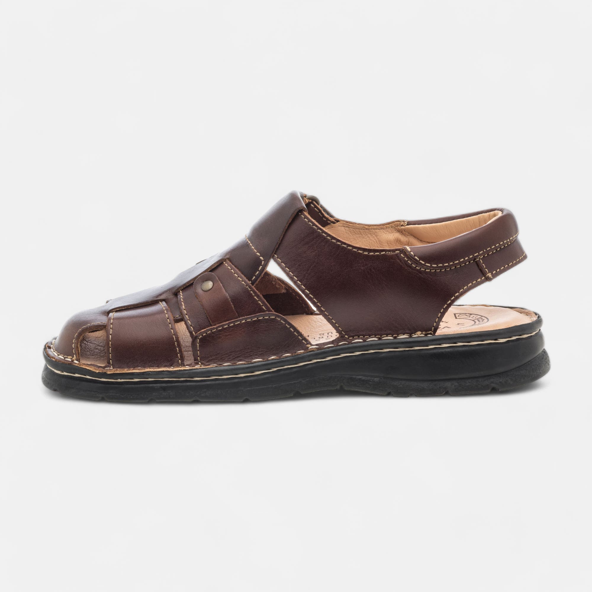 Nu-pieds confort Homme en cuir cognac