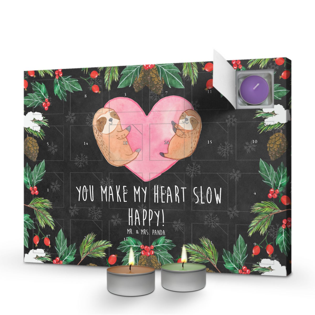 Mr. & Mrs. Panda Geurkaars Adventskalender Luiaards Hart - Zwart