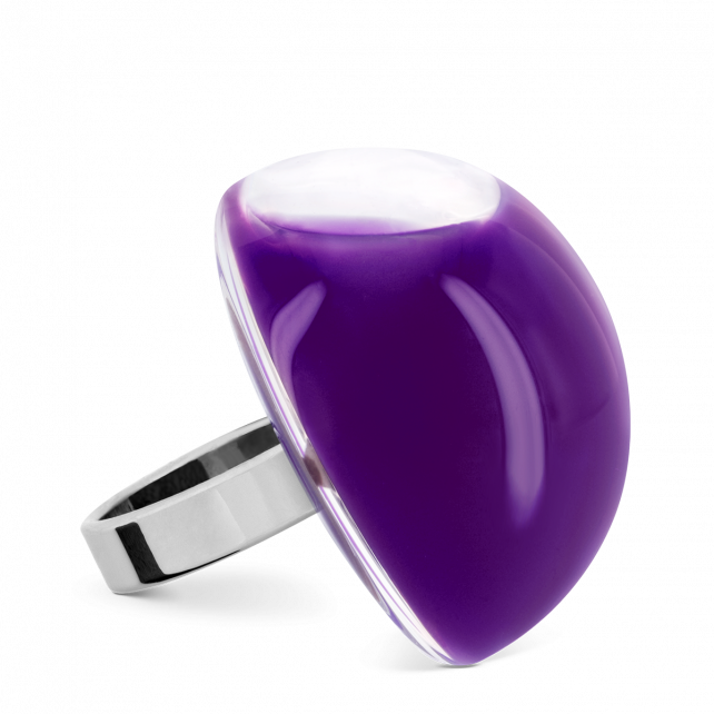 Bague en verre soufflé - Dome Giga Milk