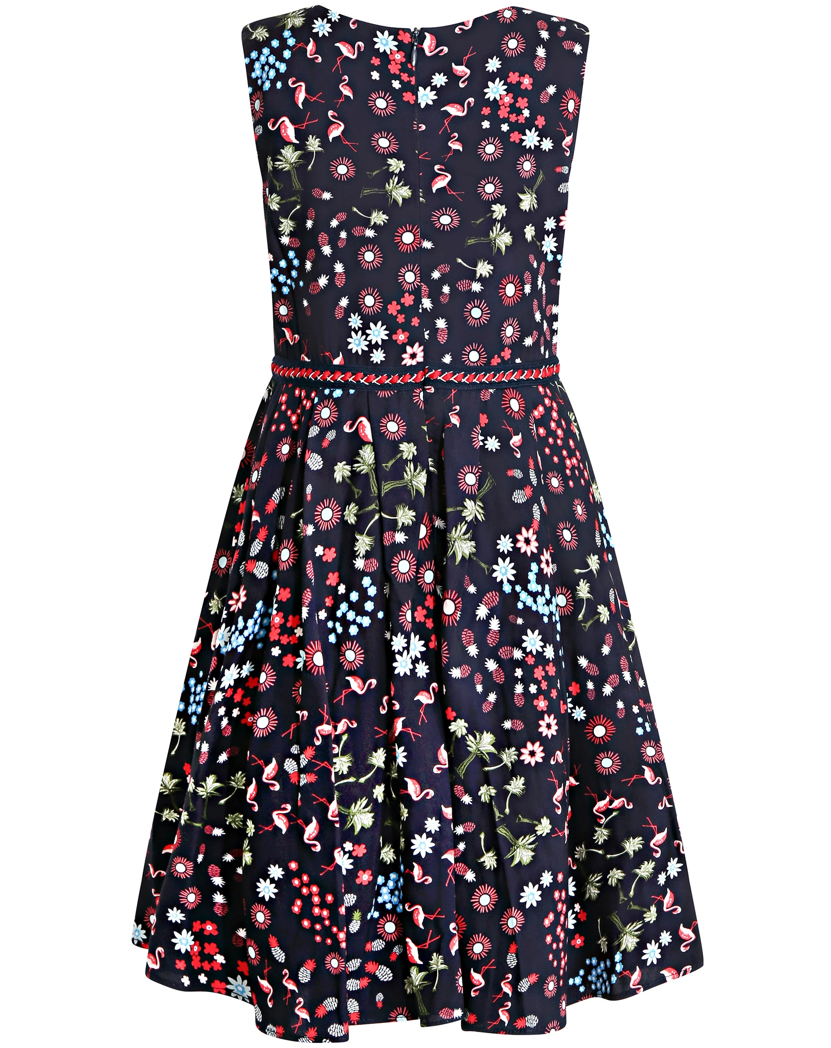 Kleid FLAMINGOS, PALMS & FLOWERS ärmellos in navy