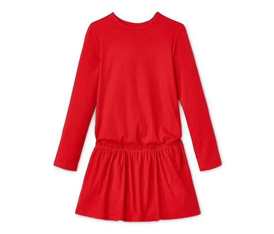 Jersey-Rippkleid, rot