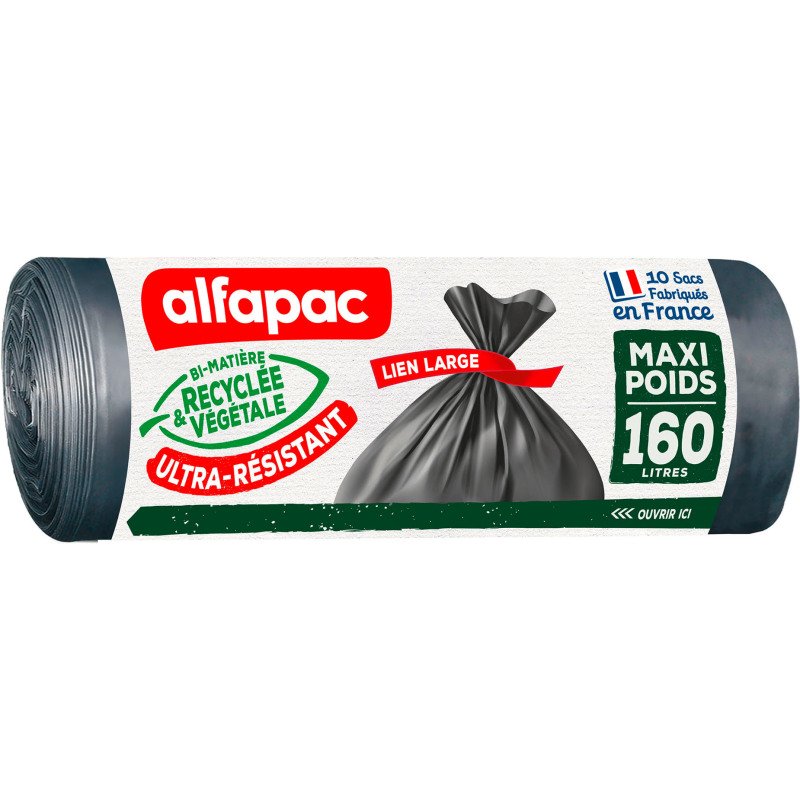 Sac poubelle 160 litres Ultra-résistant Alfapac gris - 30 sacs