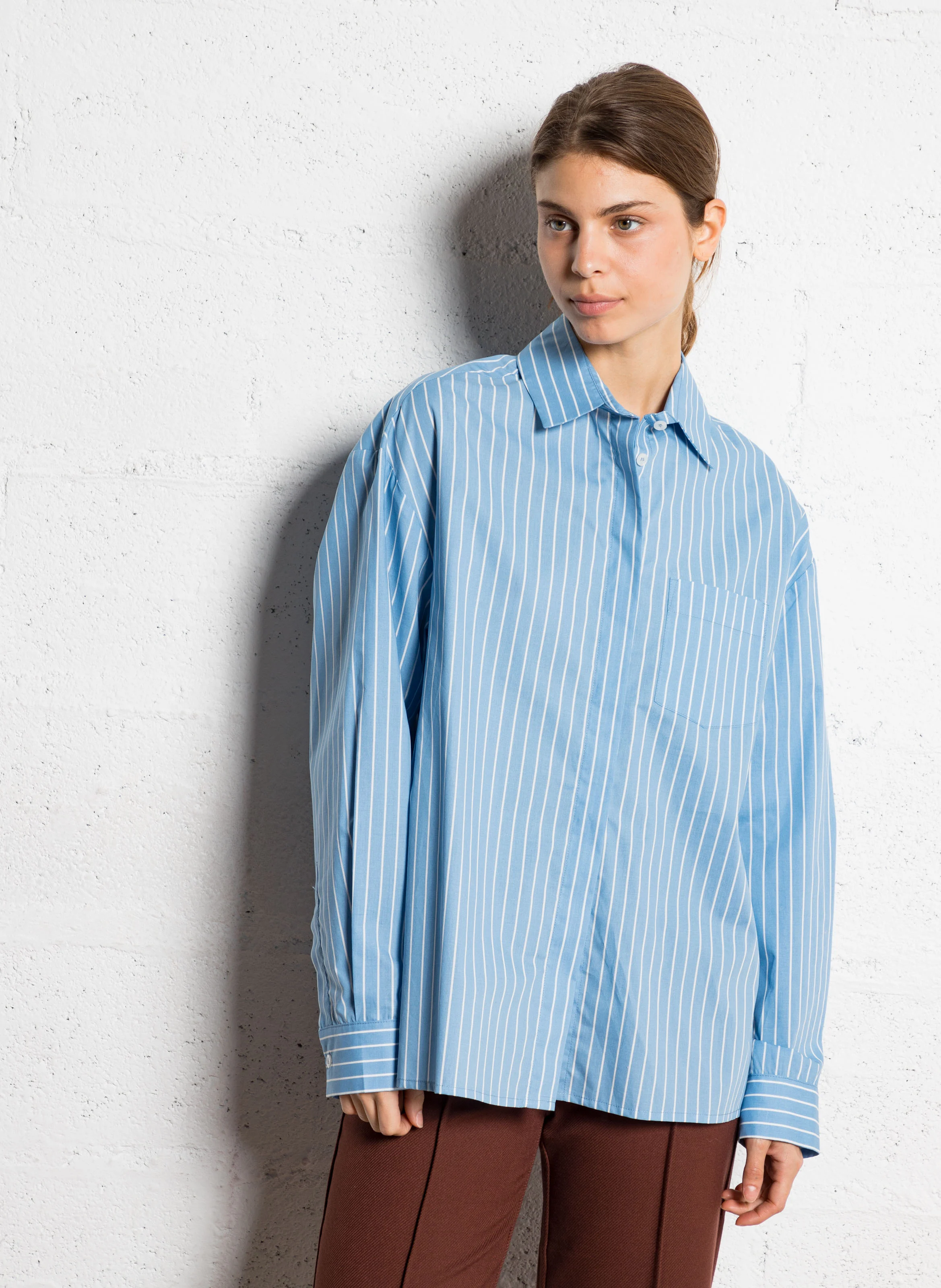 Chemise col classique en coton | Bleu