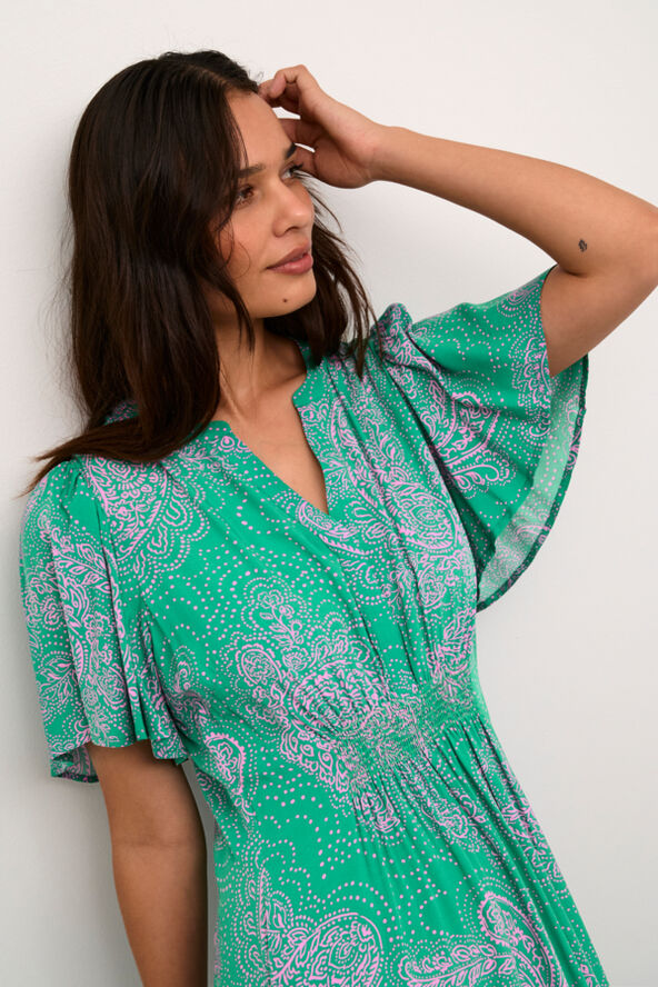 Culture CUpolly Long Dress Green/pink paisley