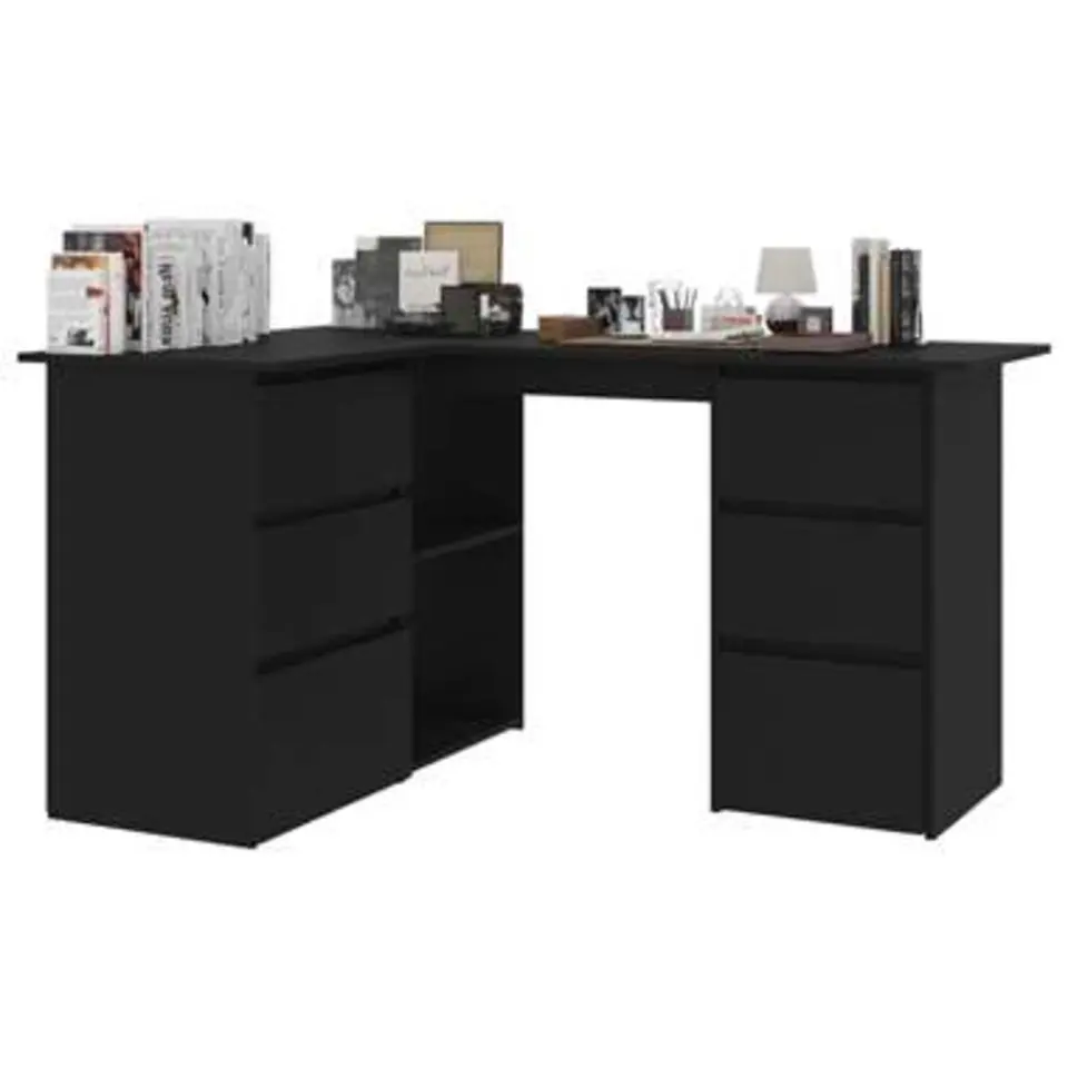 vidaXL - Hoekbureau - Zwart - Bewerkt hout