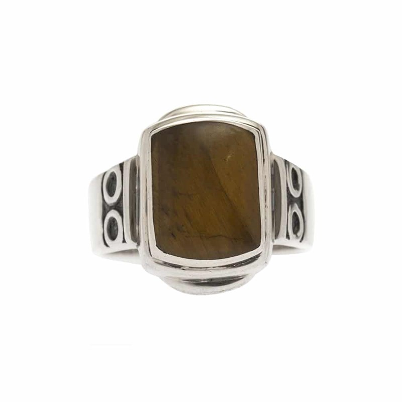 Chevalière Homme oeil De Tigre Originale Argent