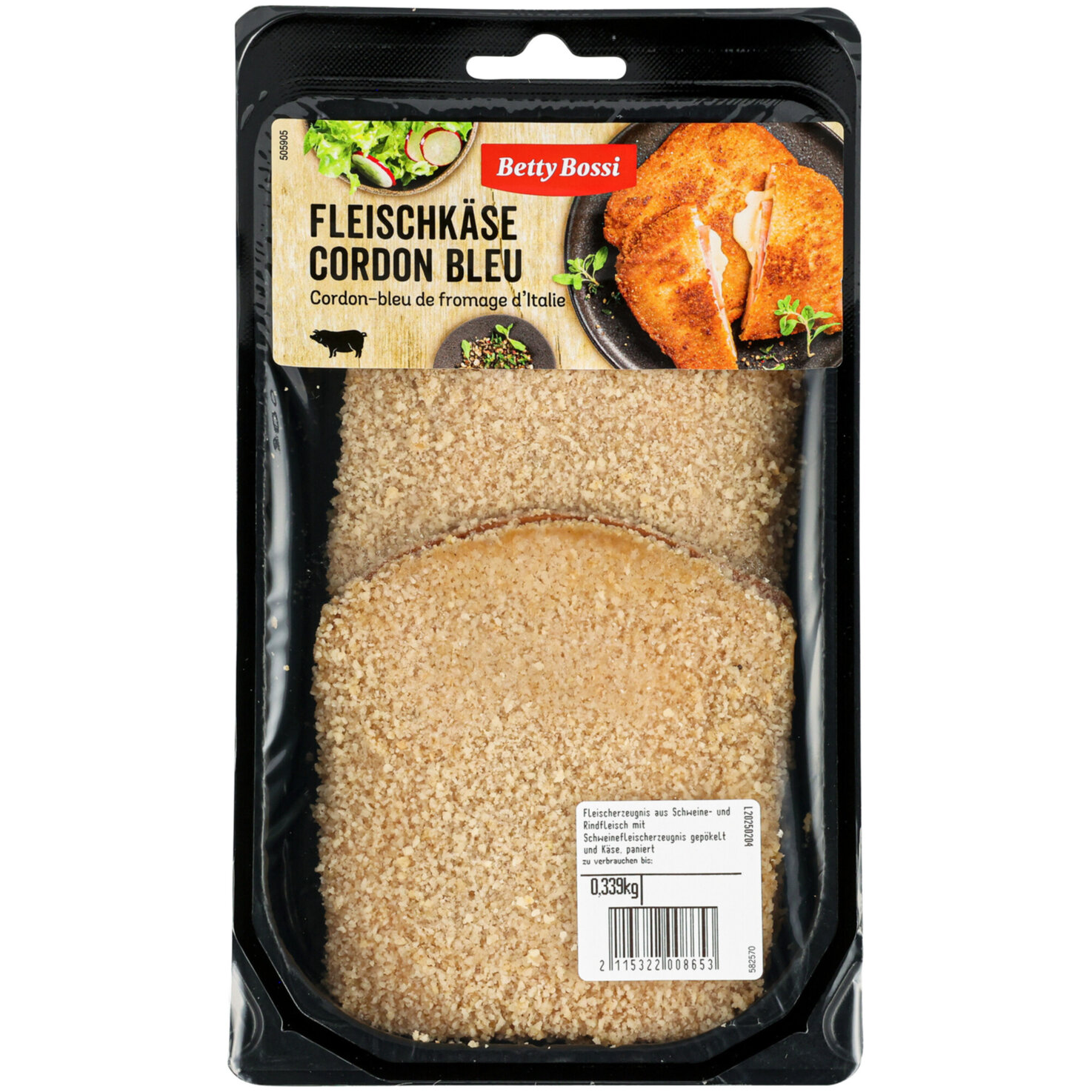 Betty Bossi Fleischkäse Cordon Bleu paniert 2x150g 300g