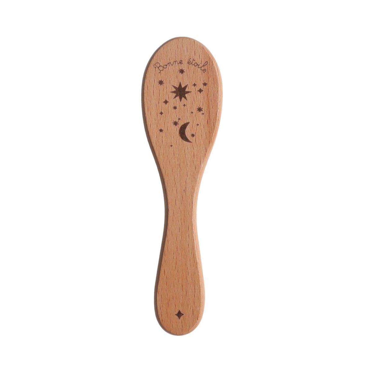 Brosse à cheveux bébé en bois étoiles - Curiosité du ciel Amande