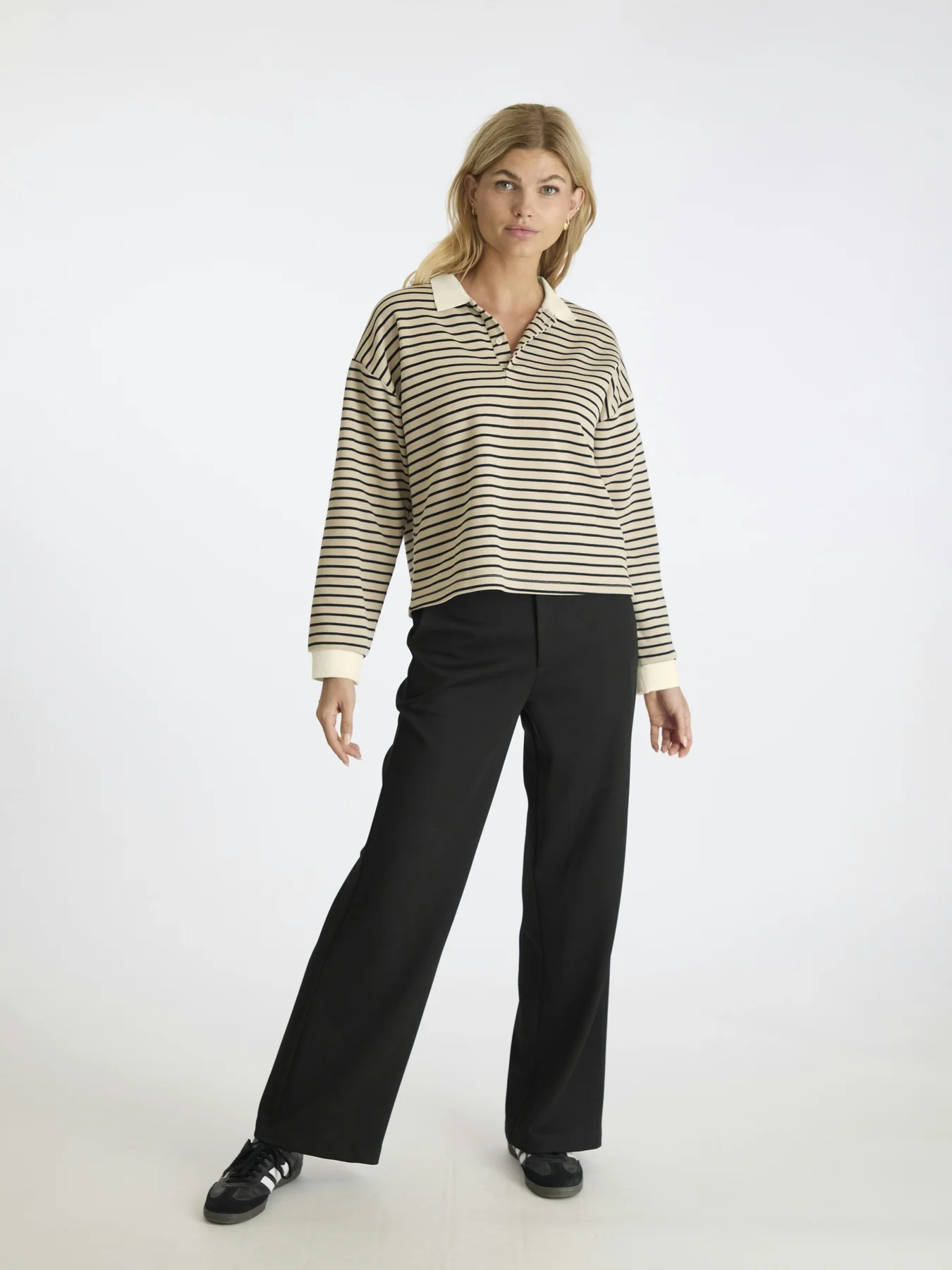 Neo Noir Sara Stripe Polo Blouse