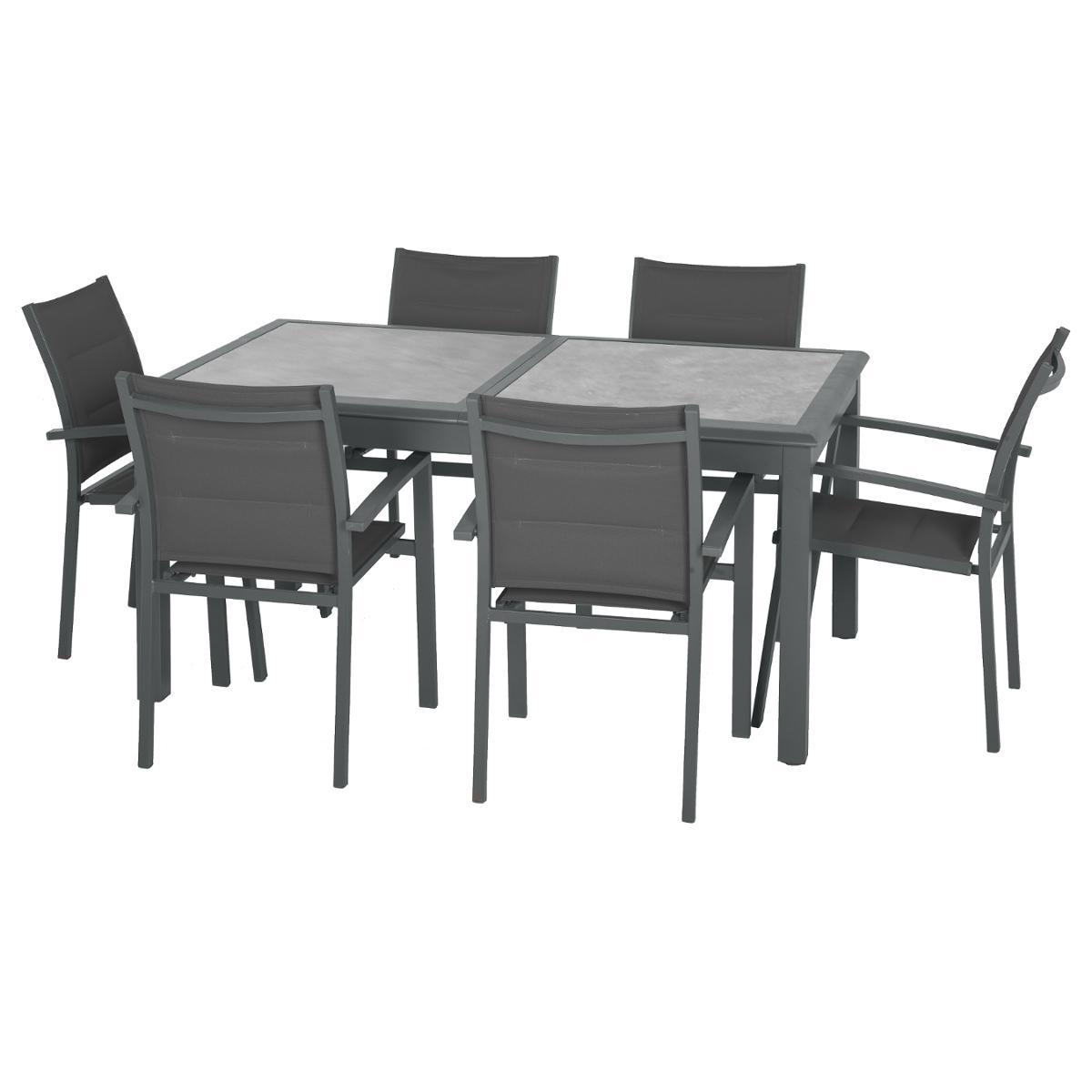 TABLE AZUA EXTENSIBLE VERRE STORM GRAPHITE 10 PLACES