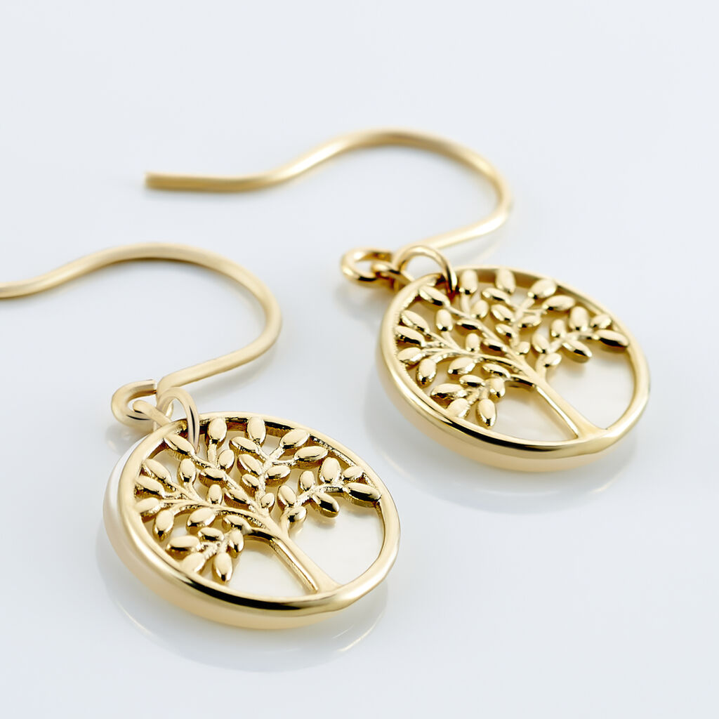 Boucles D'oreilles Pendantes Noamie Or Jaune Nacre
