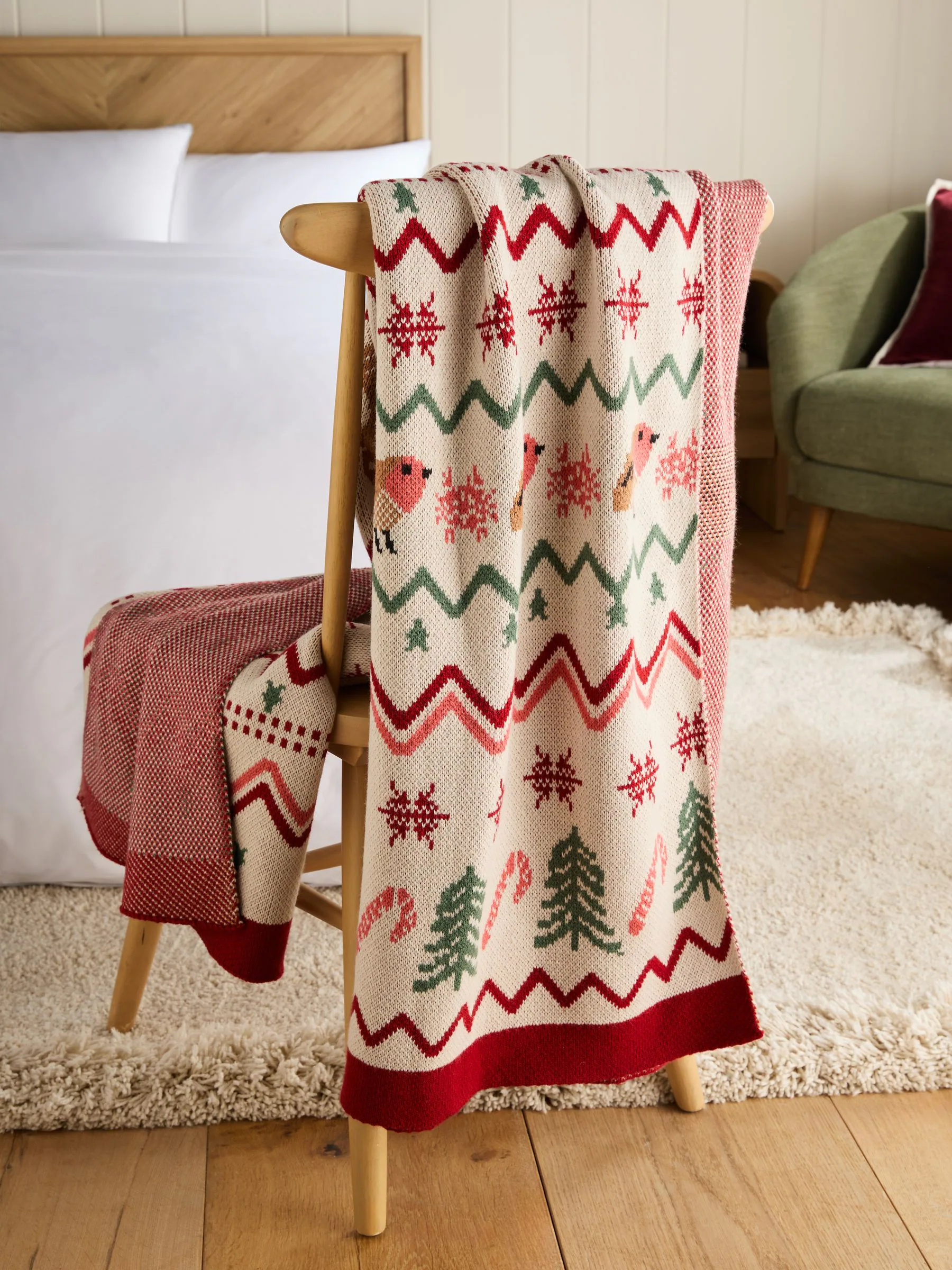 Gebreide sprei met Fairisle-kerstmotief