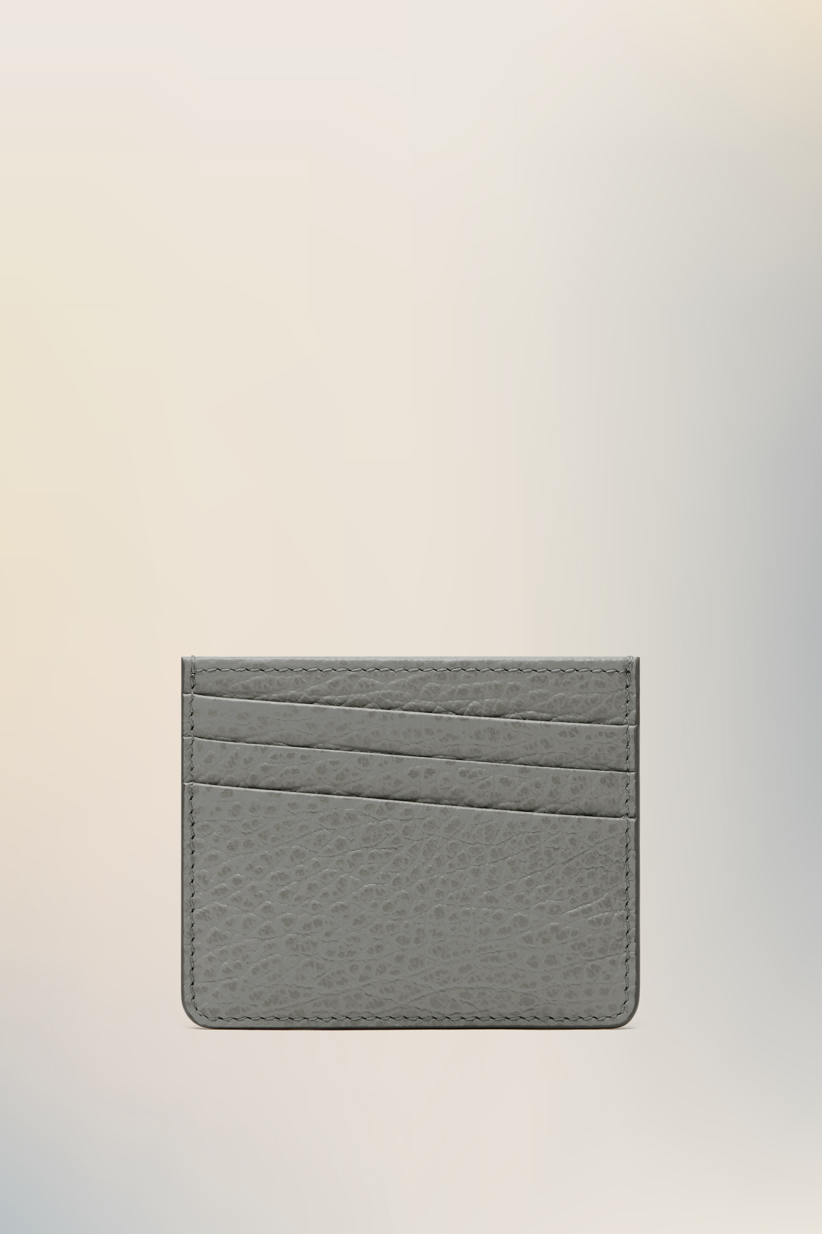 Porte-cartes Four stitches gris en cuir embossé Gris caillou