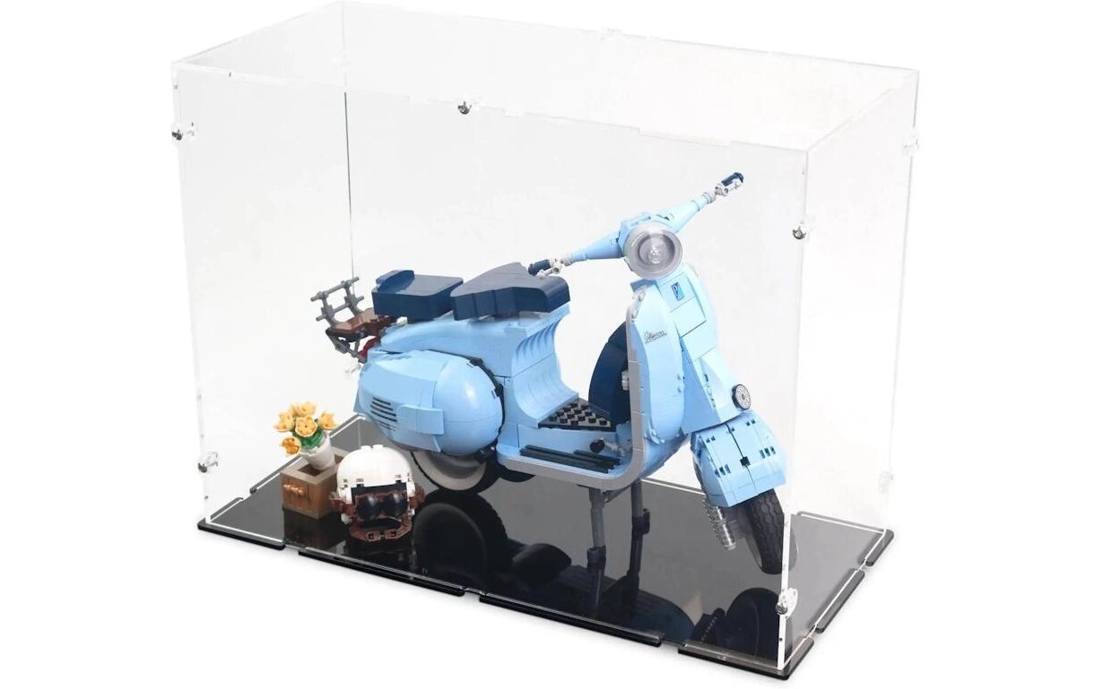 Baukasten Acryl-Display für LEGO 10298 Vespa 125Acry-Display-Box mit schwarzem Boden
