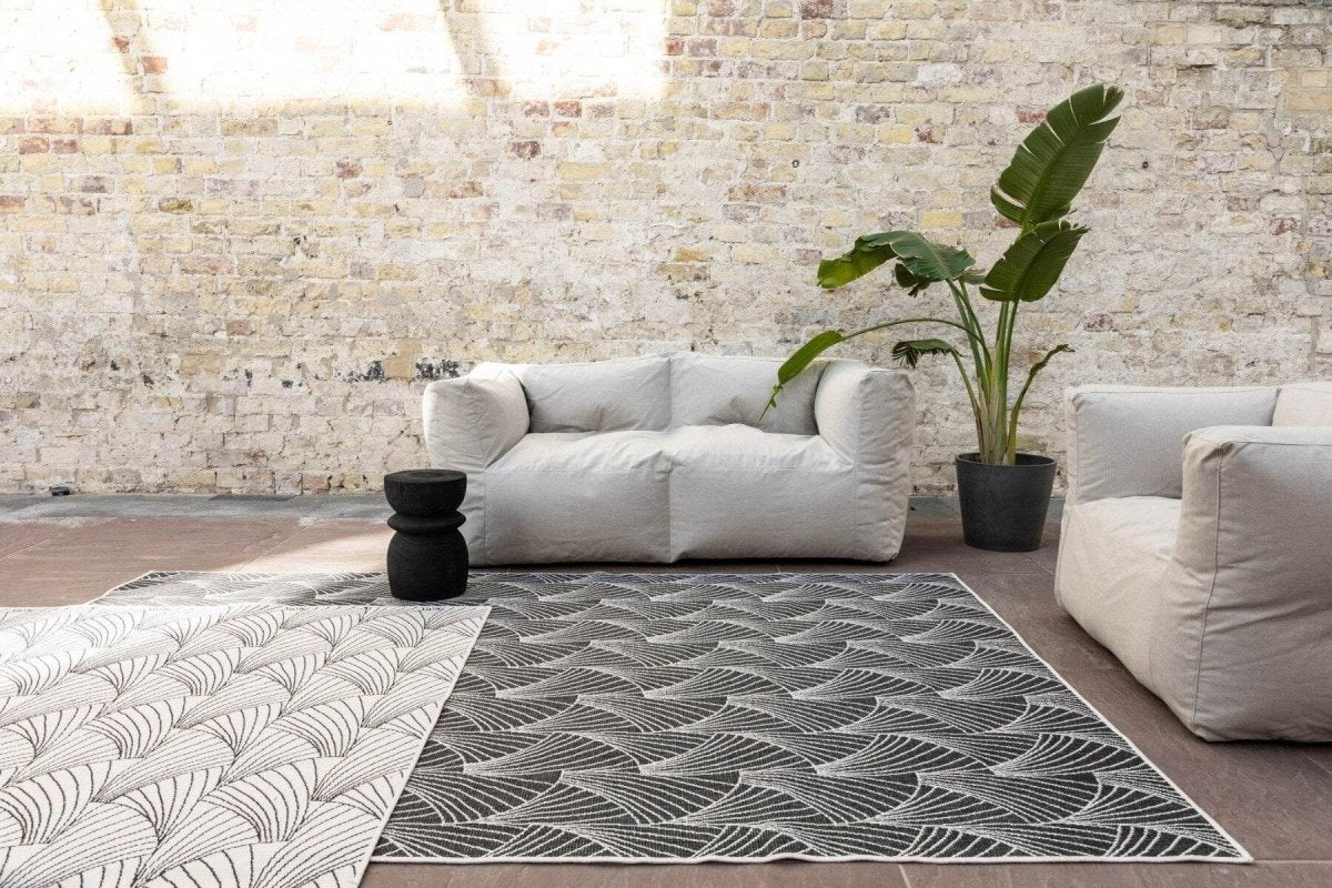 Interieur05 Buitenkleed Deco zwart|wit dubbelzijdig - 160 x 230 cm