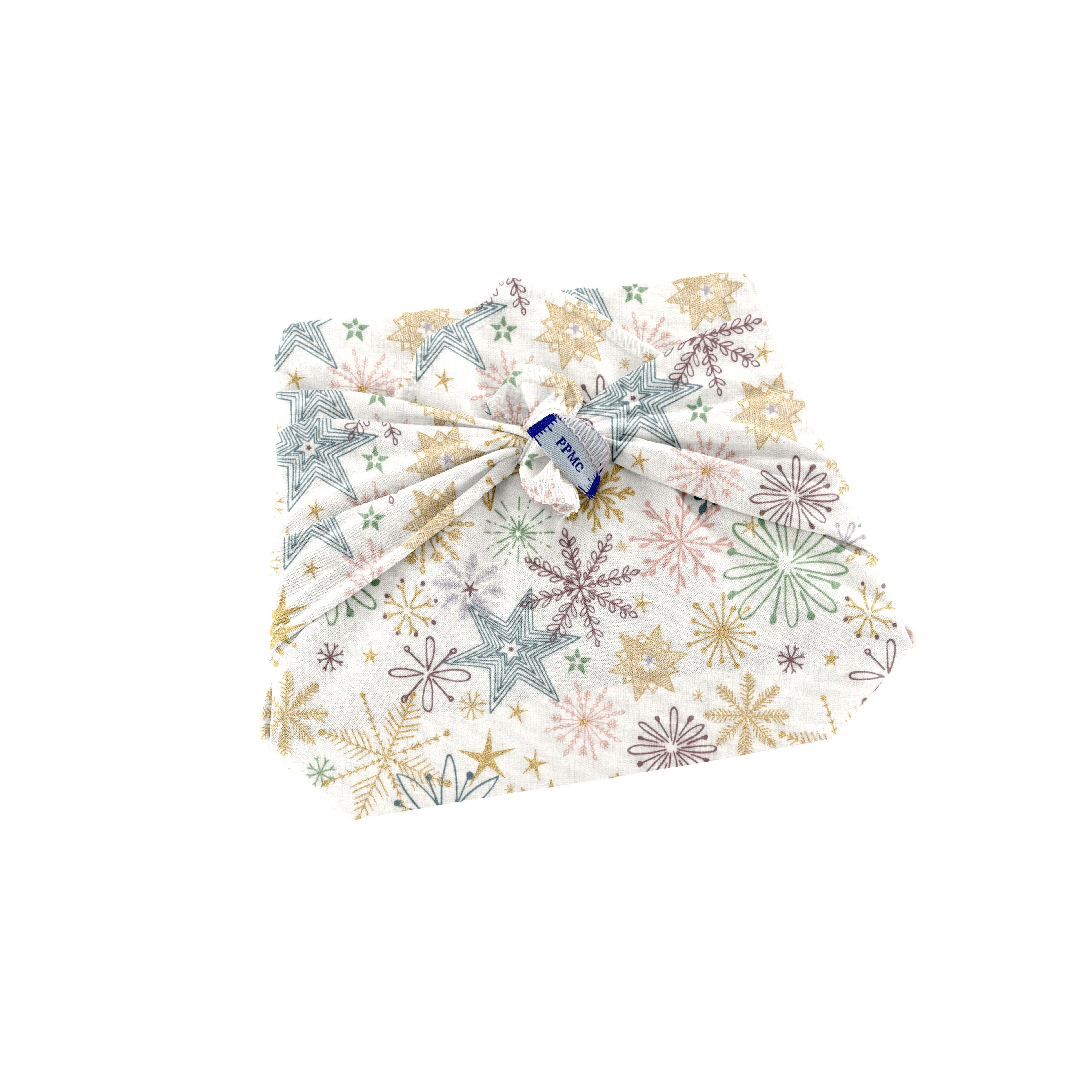 Furoshiki Petit 35 X 35 Cm Ex2447 Étoiles De Noel Blanc Cassé