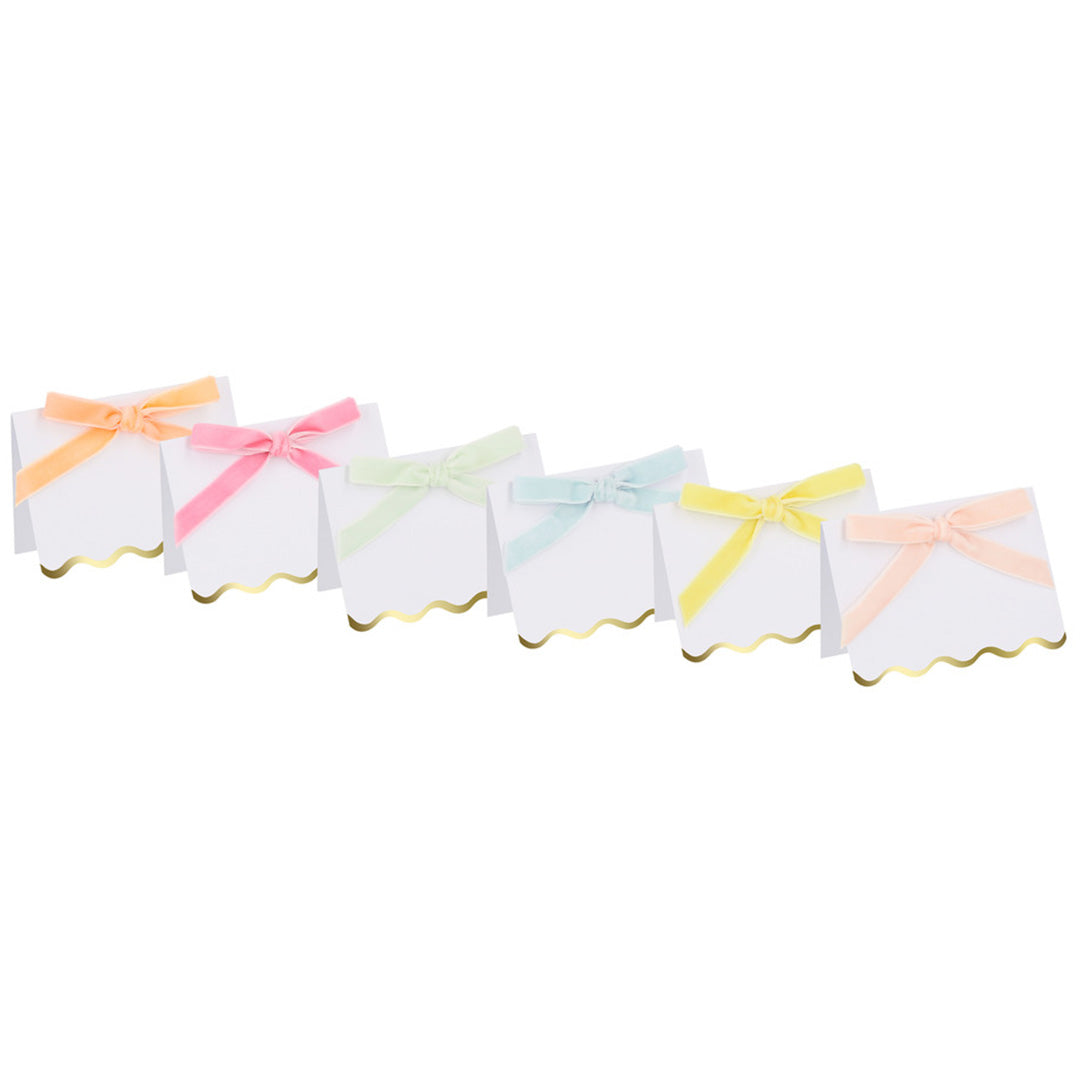 Meri meri plaatskaarten pastel velvet bow - 6st