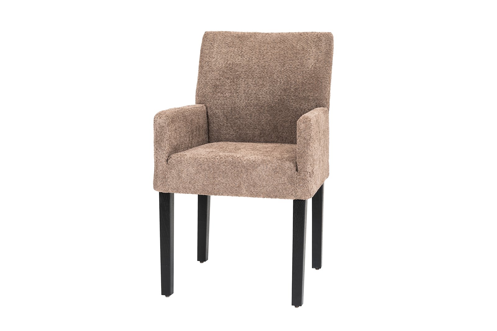 Rigel spisestol med arm Tekstil Teddy 3613 Light Brown med ben DL10/E018 Black sky