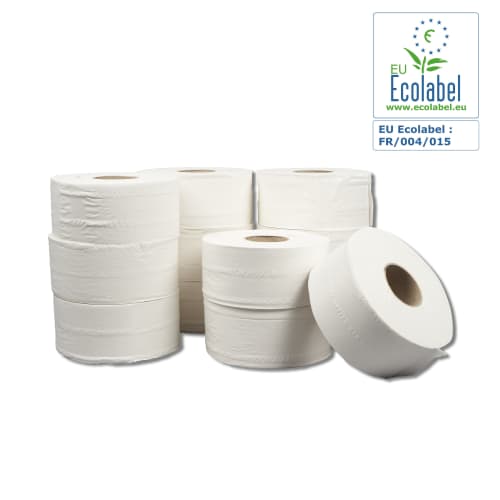 Papier toilette rouleau géant Lucart Econatural havane 180m prédécoupé 8,5 x 24 cm Ecolabel