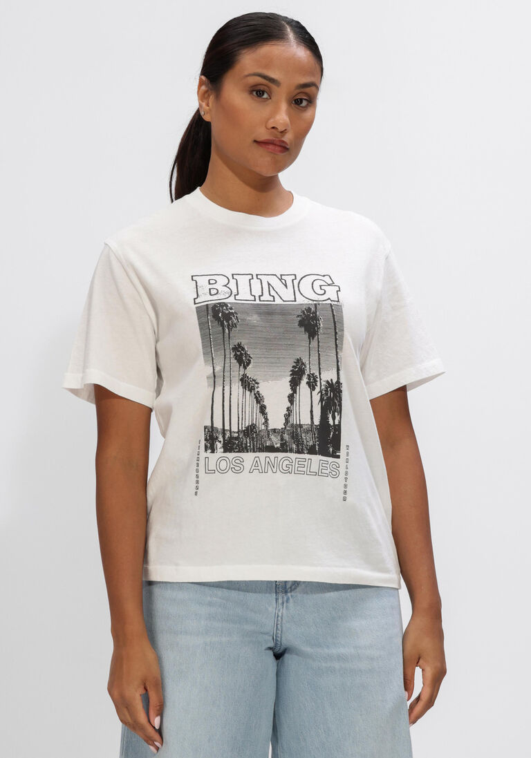 witte anine bing tops & t-shirts louis tee bing tour ivory