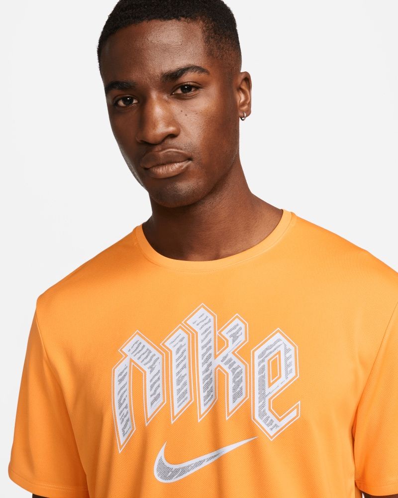 T-shirt de running Nike Miler Orange & Blanc pour homme