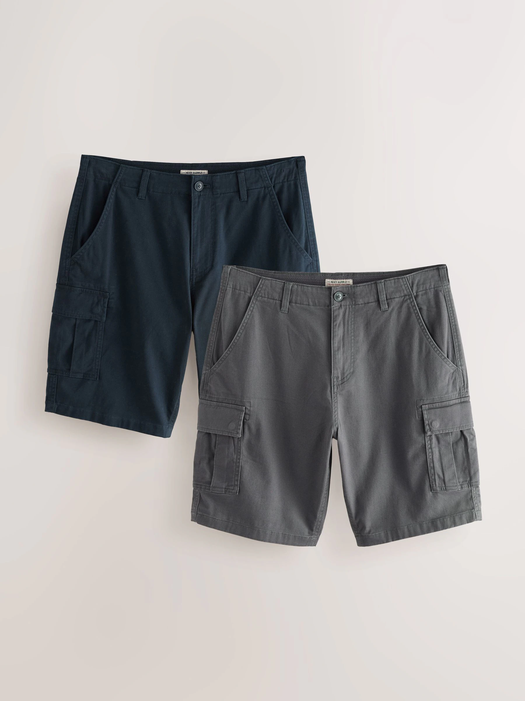 Marineblauw/antraciet - Stretchy Korte cargobroek