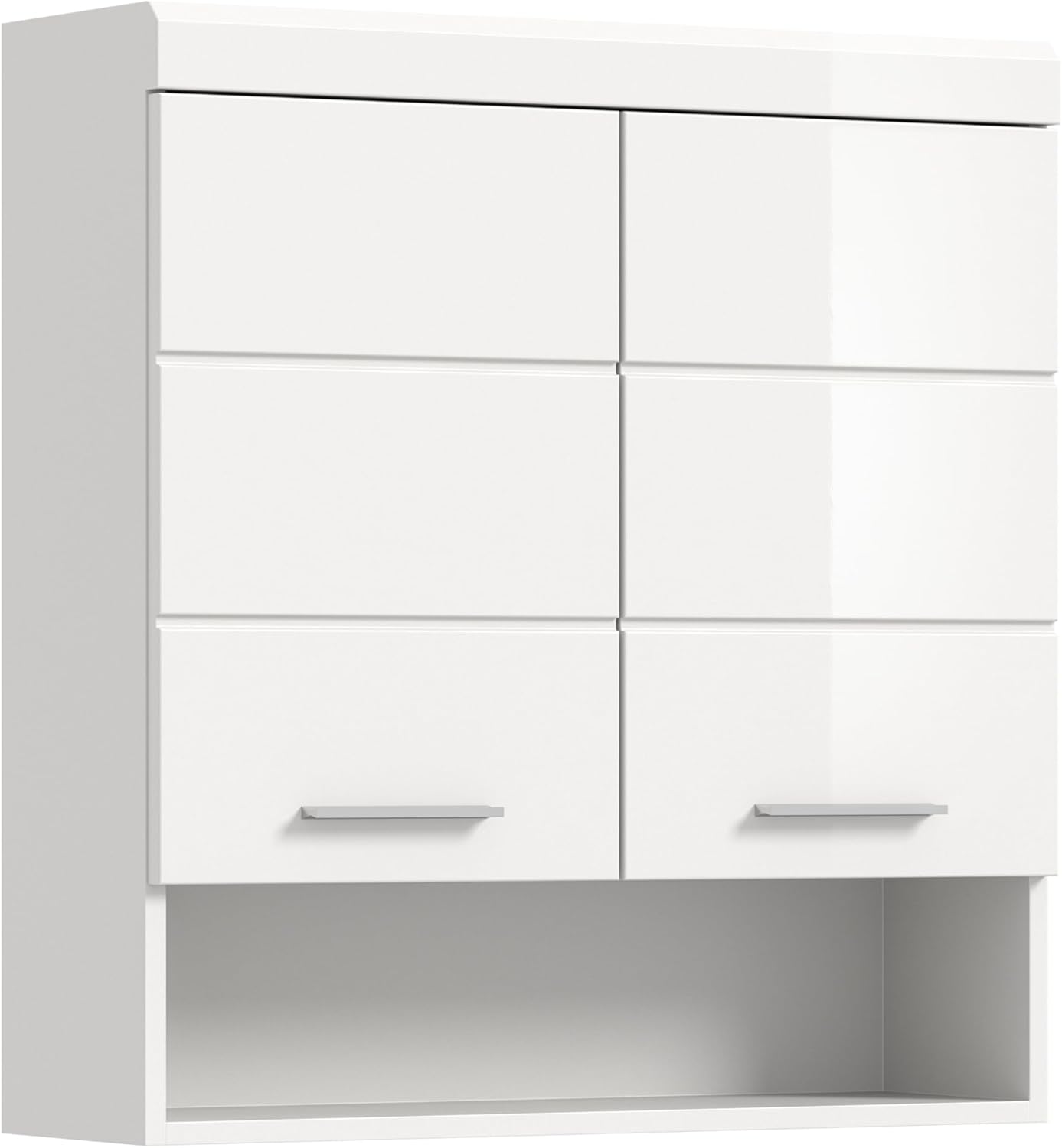 xonox.home Bad Scout X06A9723 Hängeschrank Wandschrank Schrank in weiß Nachbildung und weiß Hochglanz tiefzieh, ca. B/H/T: 74x79x24 cm