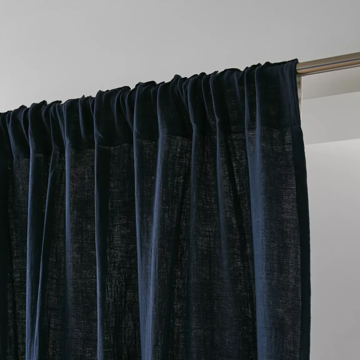 Rideau gaze de coton galon fronceur (180 x 240 cm) Gaïa Bleu nuit