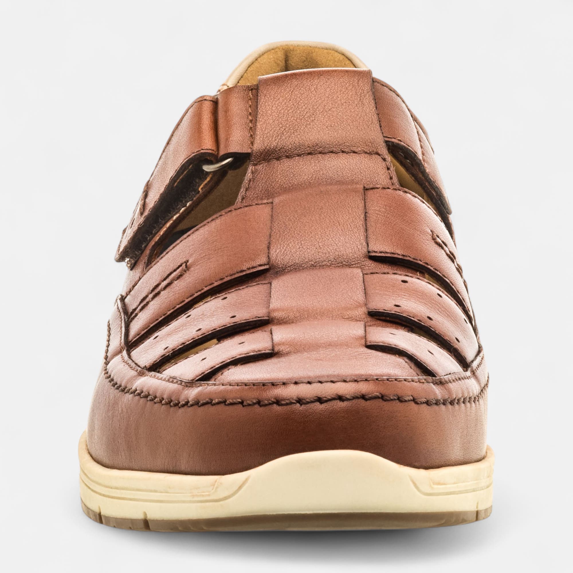 Nu-pieds confort Homme en cuir cognac