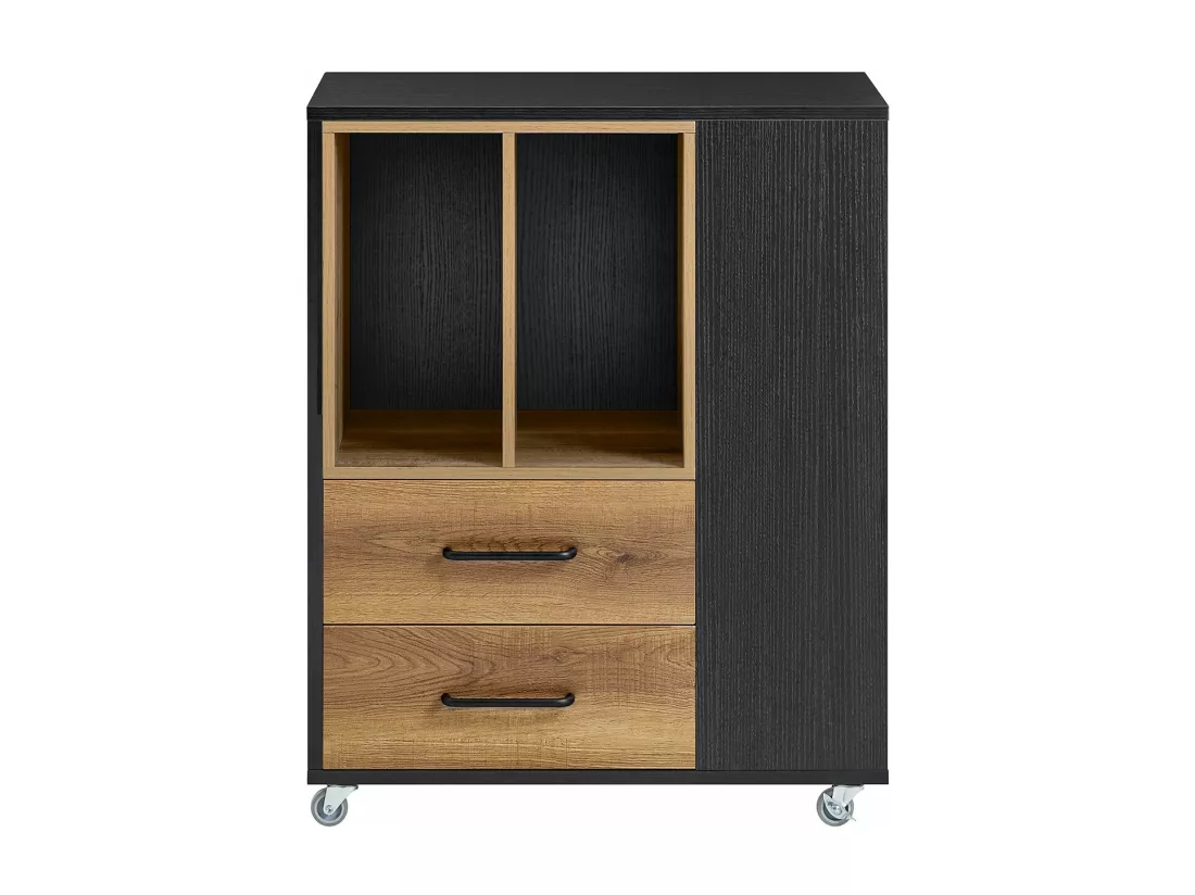 SoBuy ASK01-PF Caisson de Bureau Support Imprimante Roulant Organiseur Bureau Mobile Caisson avec Tiroirs et Compartiments, Meuble de Rangement Bureau - 60x40x75 cm
