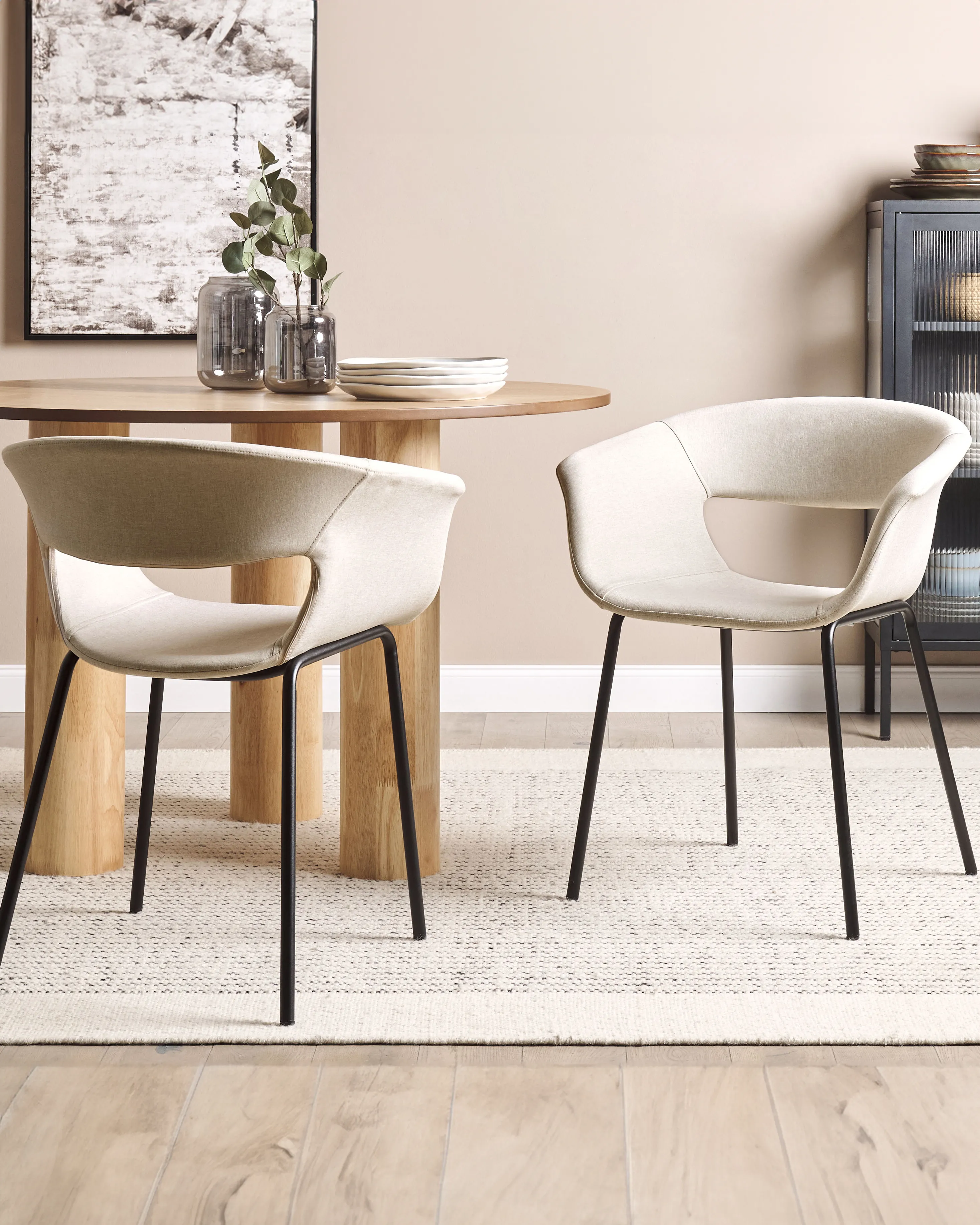 Set van 2 eetkamerstoelen ELMA Lichtbeige