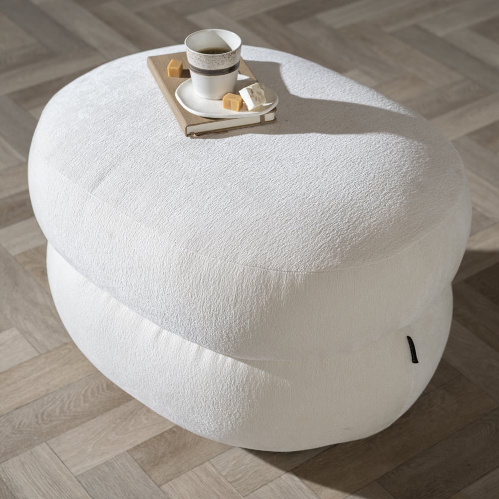Bronx71 Hocker Mia ovaal chenille off white